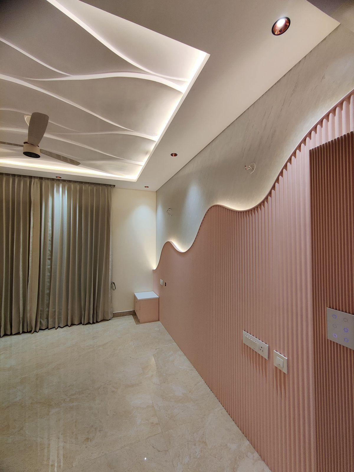 Curved false ceiling corridor design for premium interiors