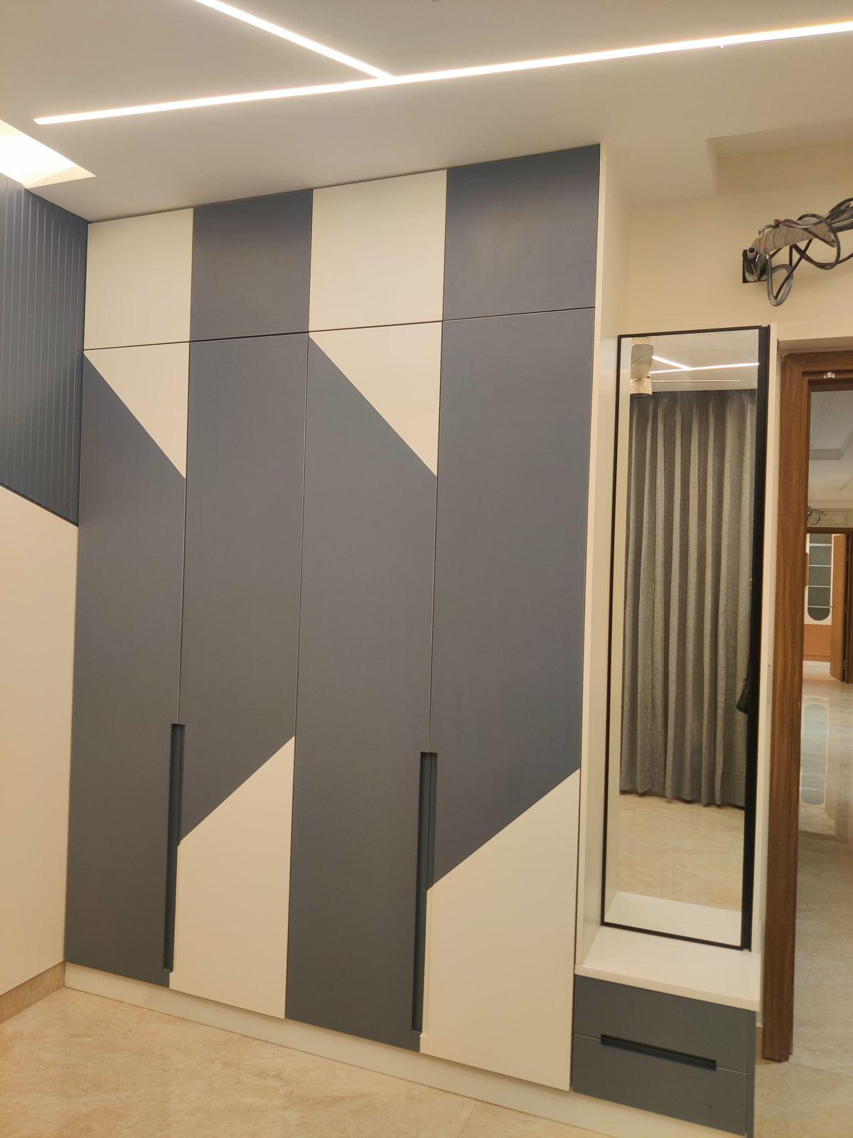 Geometric wardrobe design for modern bedroom interiors