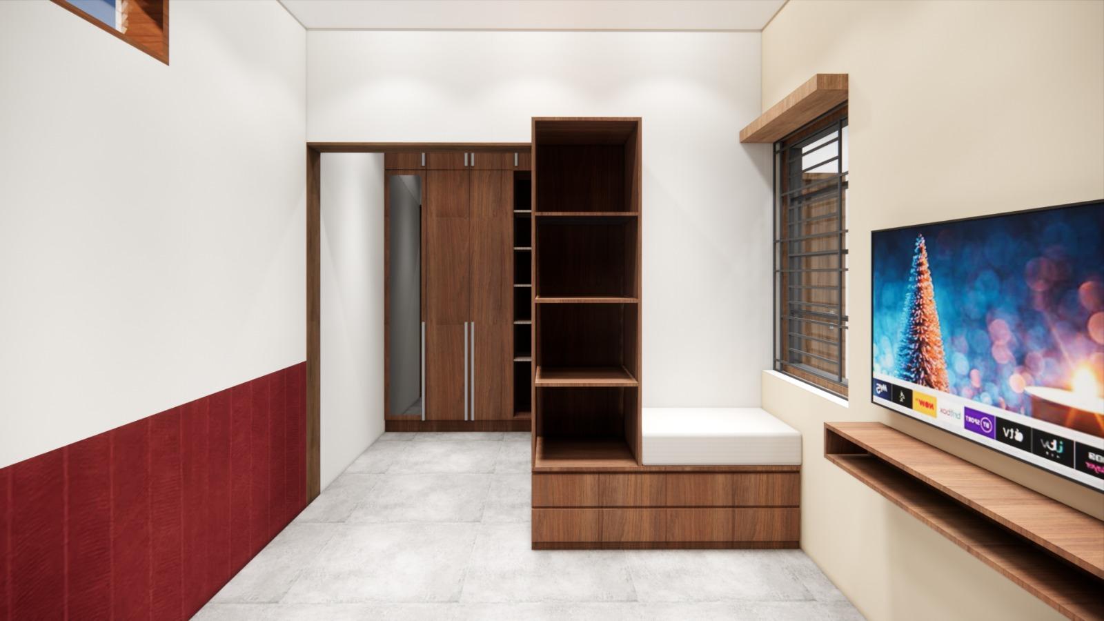 Modern premium living room TV unit interior design in Chennai